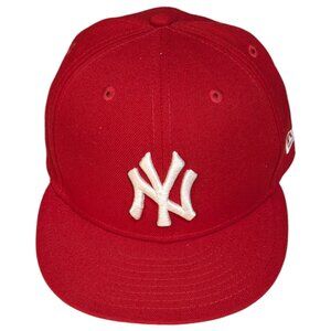Men's New York Yankees New Era Red White Logo 59FIFTY Fitted Hat - size 7 3/8
